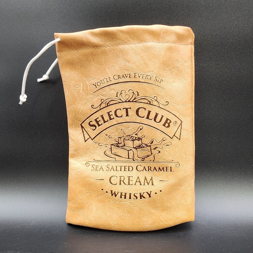 Select Club OS Tan Whisky Drawstring Bag Sea Salted Caramel Cream Barware Pouch